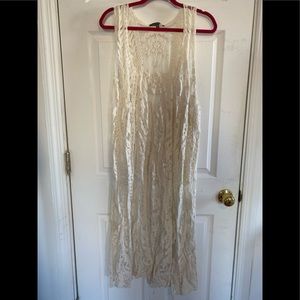 Embroidery crochet duster vest